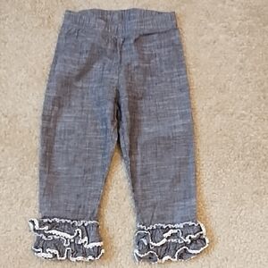 SweetHoney Pants Girls Size 12 Months Ruffles Bohemian Lightweight Gray White